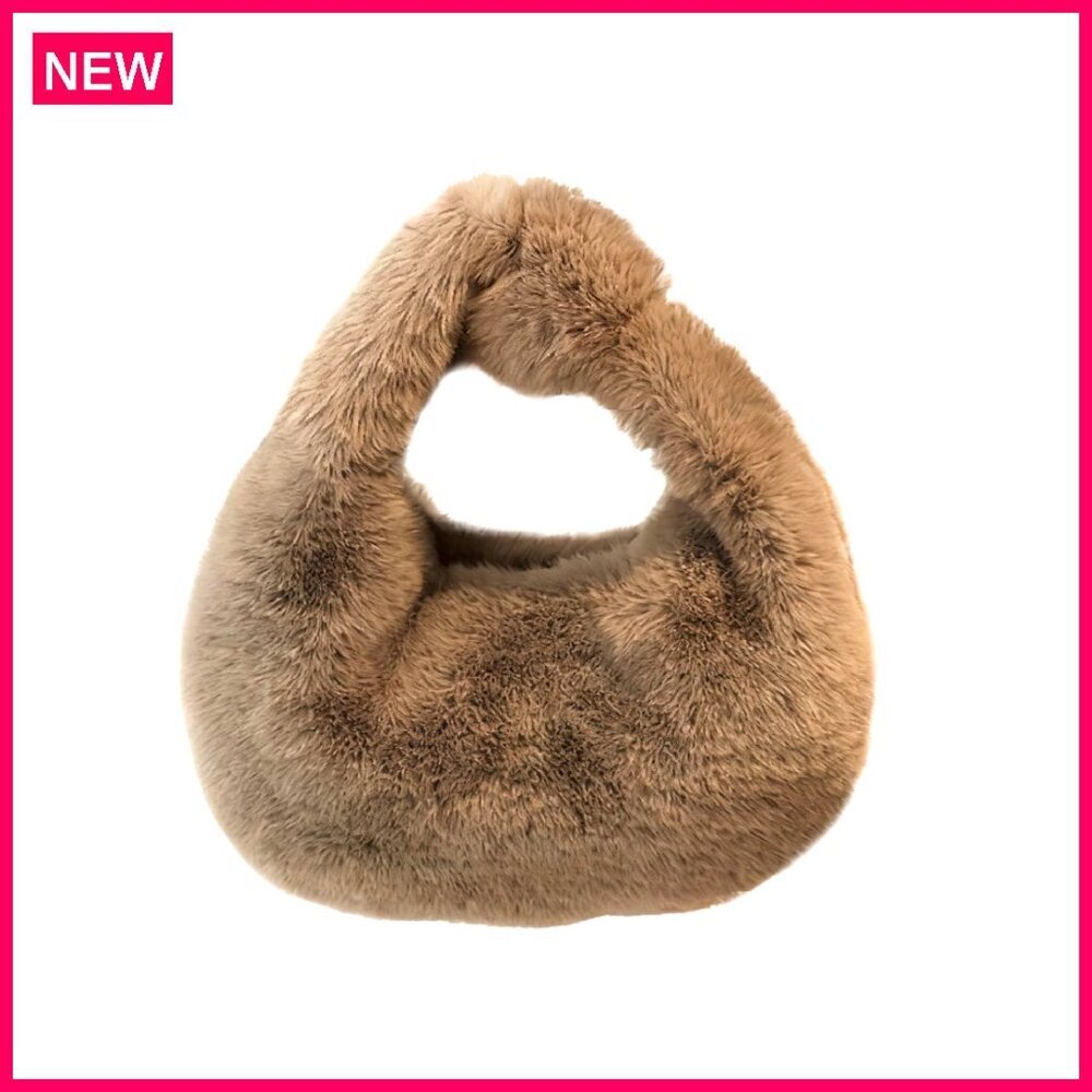 Fluffy Faux Fur Tote Bag Plush Handbag Winter Purse Women's Accessory